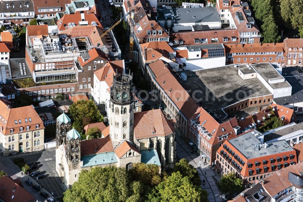 Aerial image Münster - Church building katholischen Kirche St. Ludgeri in Muenster in the state North Rhine-Westphalia