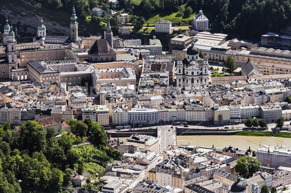 Aerial image Salzburg - Church building in of Kollegienkirche Old Town- center of downtown in Salzburg in Austria
