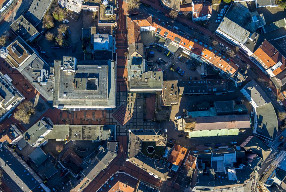 Castrop-Rauxel from the bird's eye view: Church building St. Lambertus on place Lambertusplatz in Castrop-Rauxel at Ruhrgebiet in the state North Rhine-Westphalia, Germany