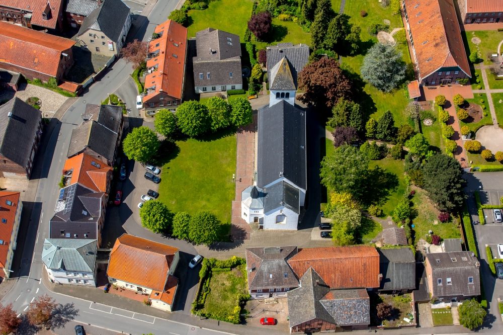 Aerial image Walstedde - Church building St. Lambertus in Walstedde in the state North Rhine-Westphalia, Germany
