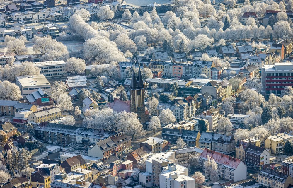 Aerial image Hamm - Church building of the Liebfrauenkirche in Hamm at Ruhrgebiet in the state North Rhine-Westphalia