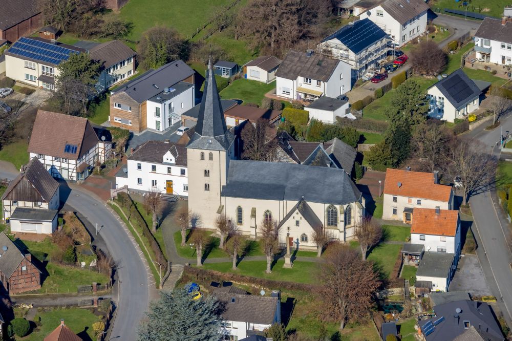 Aerial image Lünern - Church building on street Ostfeldweg in Luenern at Ruhrgebiet in the state North Rhine-Westphalia, Germany