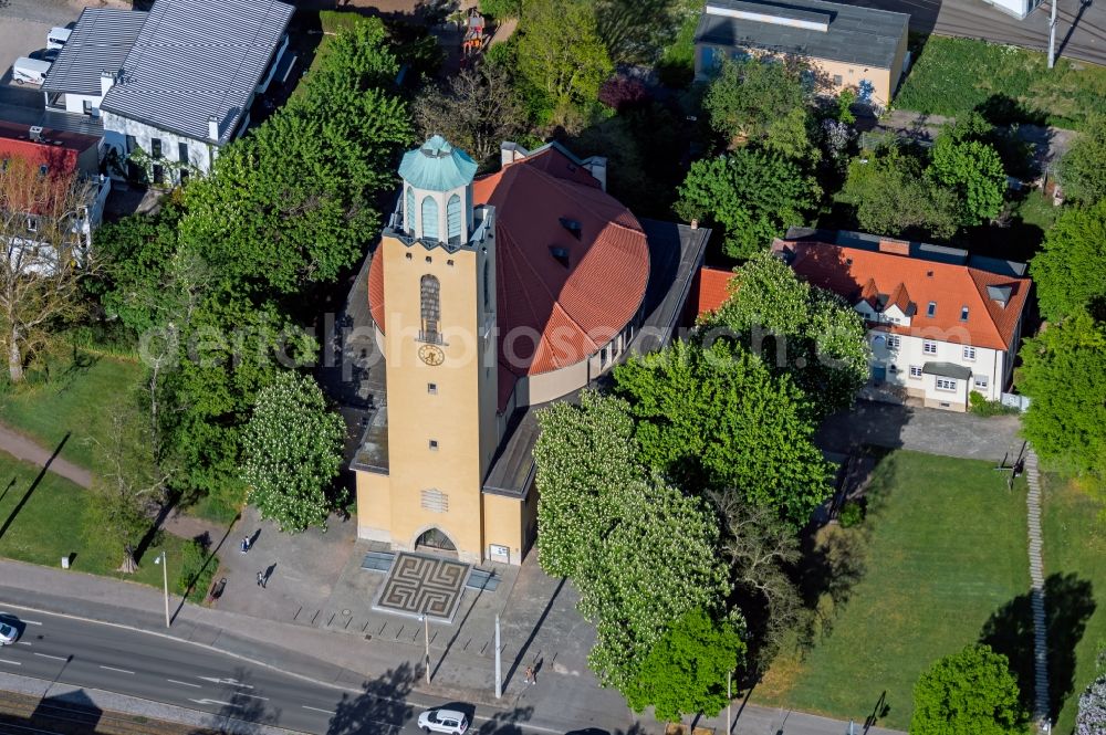 Aerial photograph Erfurt - Church building Lutherkirche in the district Andreasvorstadt in Erfurt in the state Thuringia, Germany