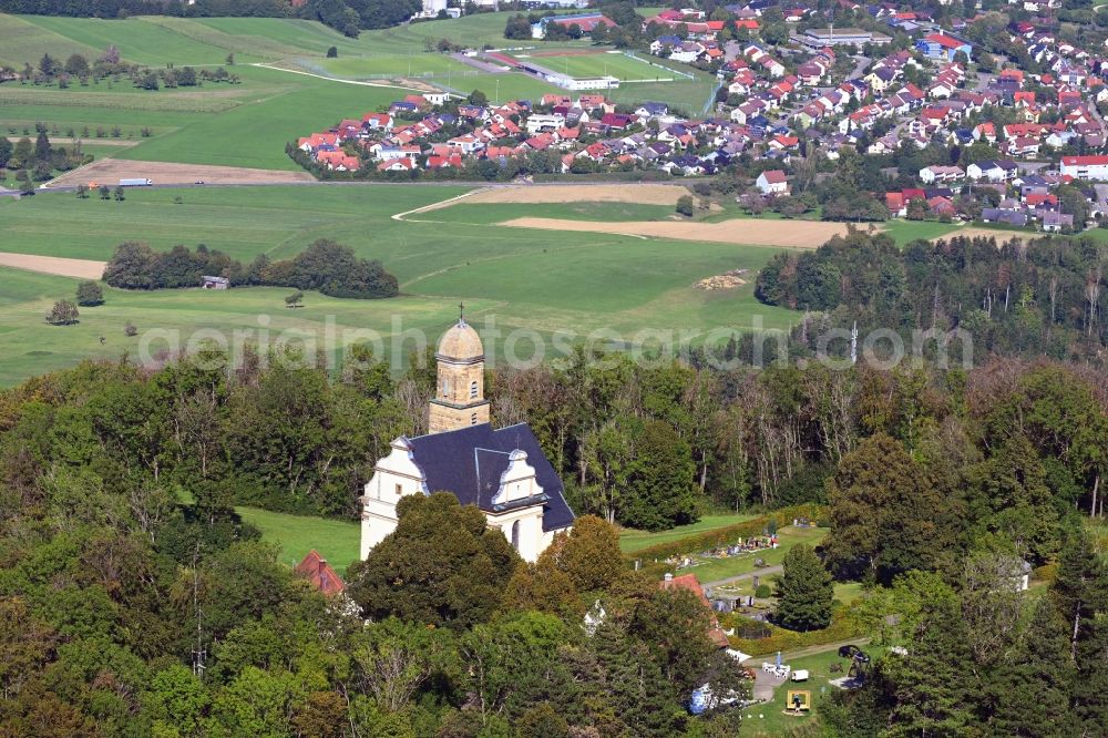 Aerial image Rechberg - Church building St. Maria in Rechberg in the state Baden-Wuerttemberg, Germany