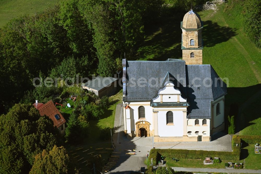 Rechberg from the bird's eye view: Church building St. Maria in Rechberg in the state Baden-Wuerttemberg, Germany