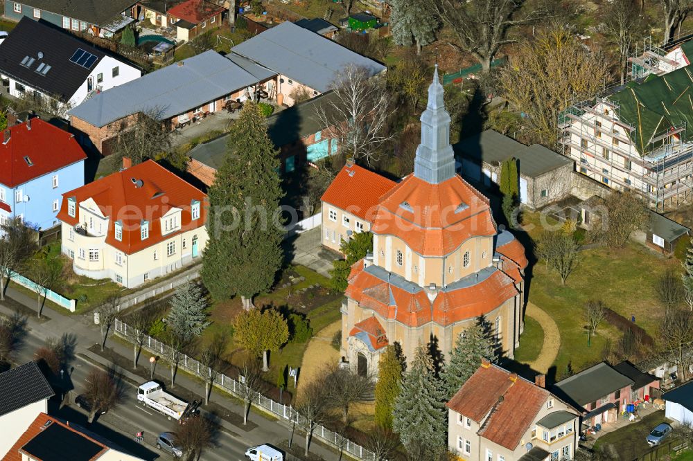 Biesenthal from the bird's eye view: Church building St. Marien on Bahnhofstrasse in Biesenthal in the state Brandenburg, Germany