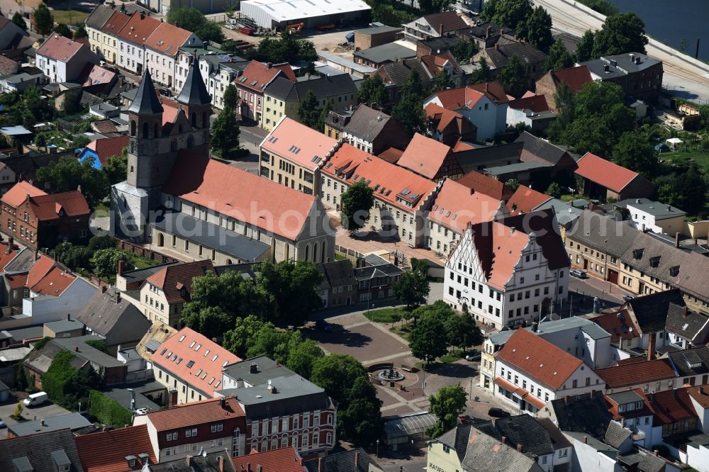 Aerial photograph Aken - Church building St. Marien Kirche in Aken in the state Saxony-Anhalt