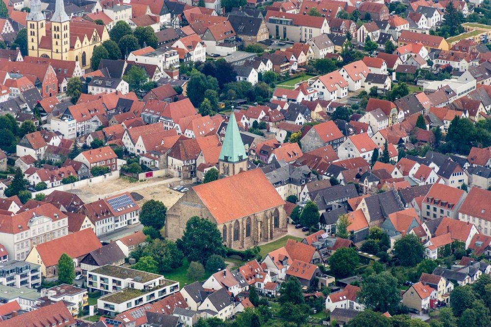 Aerial image Lemgo - Church building St. Marien in Lemgo in the state North Rhine-Westphalia, Germany