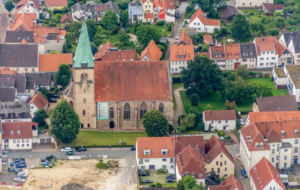 Lemgo from the bird's eye view: Church building St. Marien in Lemgo in the state North Rhine-Westphalia, Germany