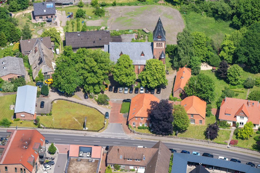 Aerial image Buxtehude - Church building St. Marien Neukloster near Buxtehude in the state Lower Saxony, Germany