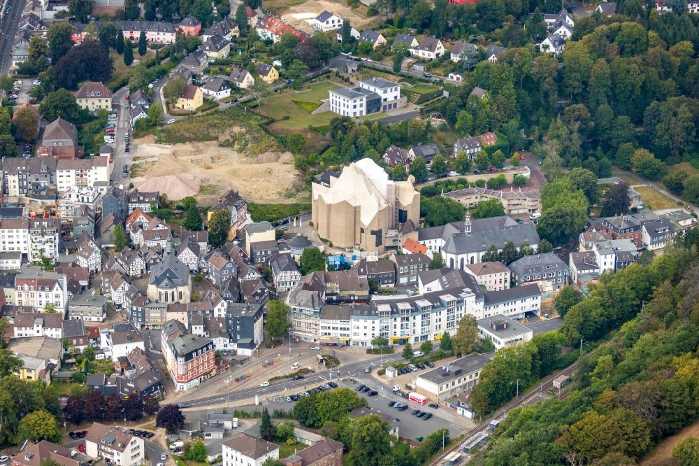 Velbert from the bird's eye view: Church building of the cathedral of Mariendom Neviges on Loeher Strasse in Velbert in the state North Rhine-Westphalia, Germany