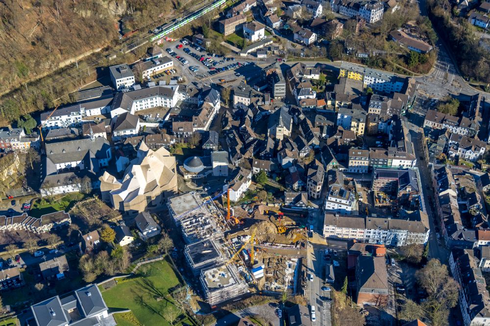 Aerial image Velbert - Church building of the cathedral of Mariendom Neviges on Loeher Strasse in Velbert in the state North Rhine-Westphalia, Germany