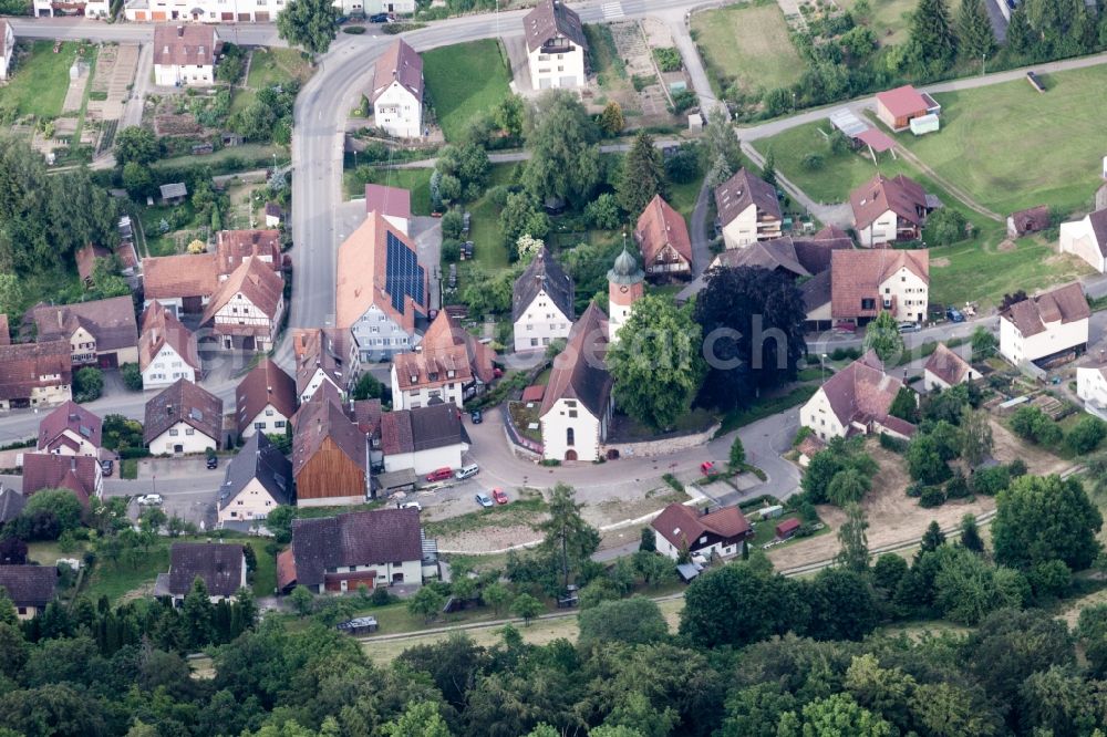 Aerial photograph Sulz am Eck - Church building of the St. Michaels-Church in Sulz am Eck in the state Baden-Wurttemberg, Germany