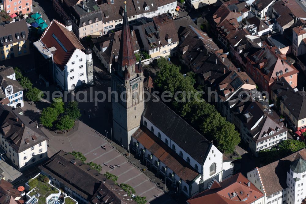 Aerial image Radolfzell am Bodensee - Church building of the cathedral of Unserer lieben Frau in Radolfzell am Bodensee in the state Baden-Wuerttemberg, Germany