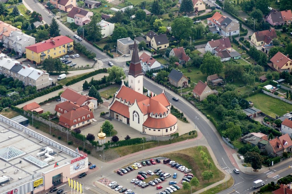 Aerial image Zgorzelec - Church building in Zgorzelec in Woiwodschaft Niederschlesien, Poland