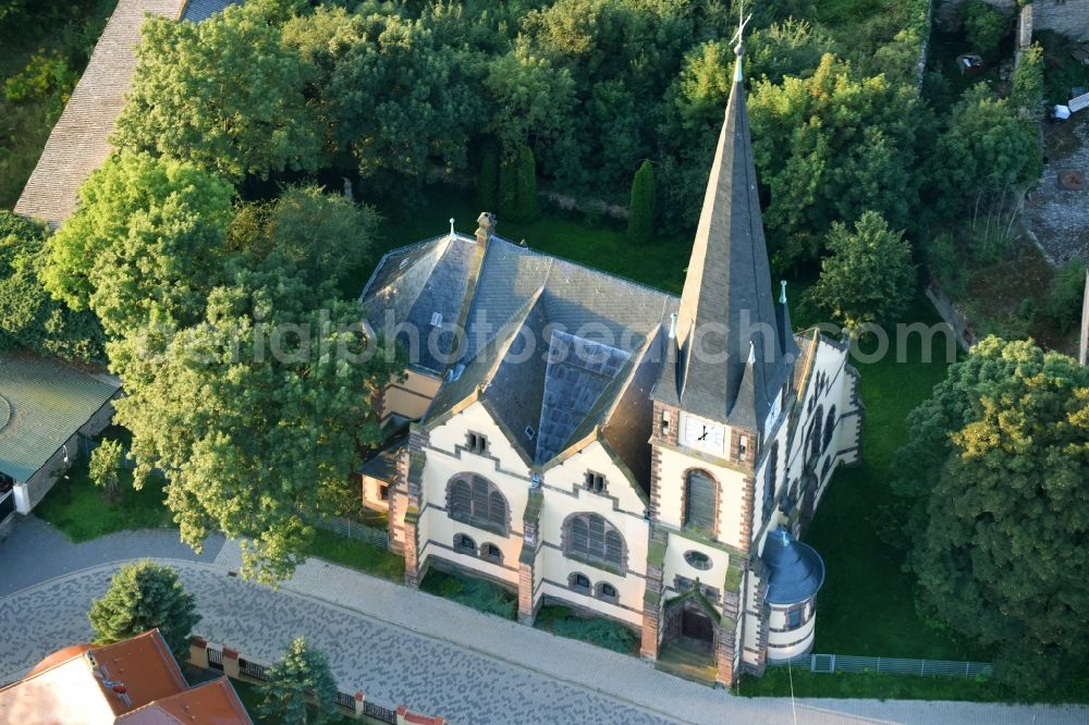 Neundorf (Anhalt) from the bird's eye view: Church building in Neundorf (Anhalt) in the state Saxony-Anhalt, Germany