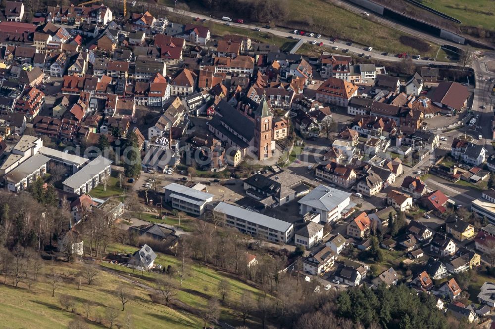 Elzach from the bird's eye view: Church building in the village of in Elzach in the state Baden-Wurttemberg, Germany