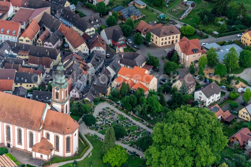 Aerial image Ettenheim - Church building in the village of in Ettenheim in the state Baden-Wuerttemberg, Germany