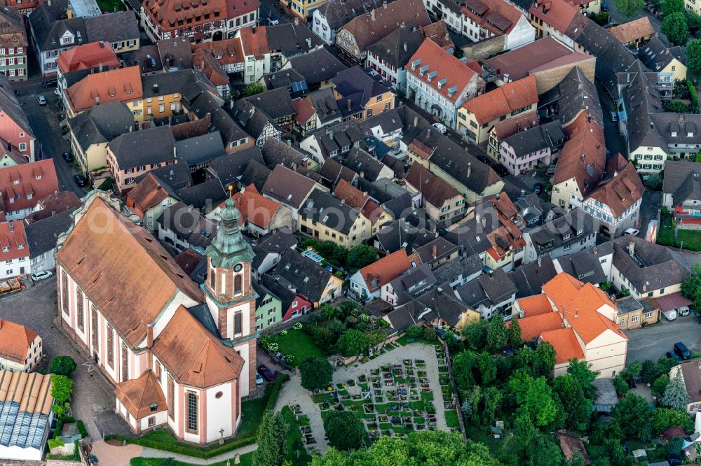 Aerial photograph Ettenheim - Church building in the village of in Ettenheim in the state Baden-Wuerttemberg, Germany