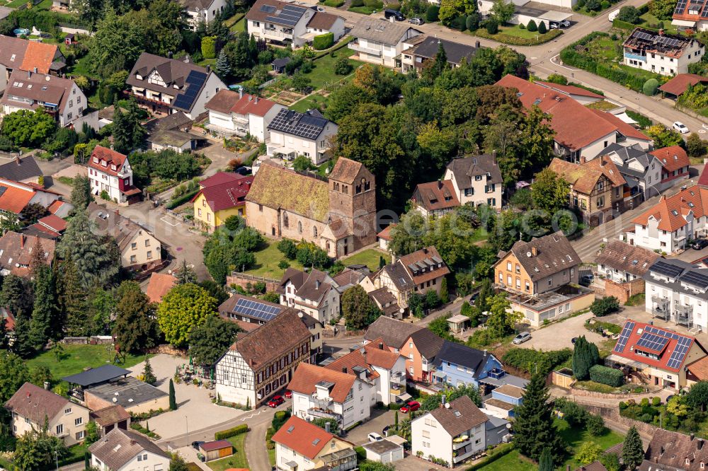 Lahr/Schwarzwald from the bird's eye view: Church building in the village of in Lahr/Schwarzwald in the state Baden-Wurttemberg, Germany