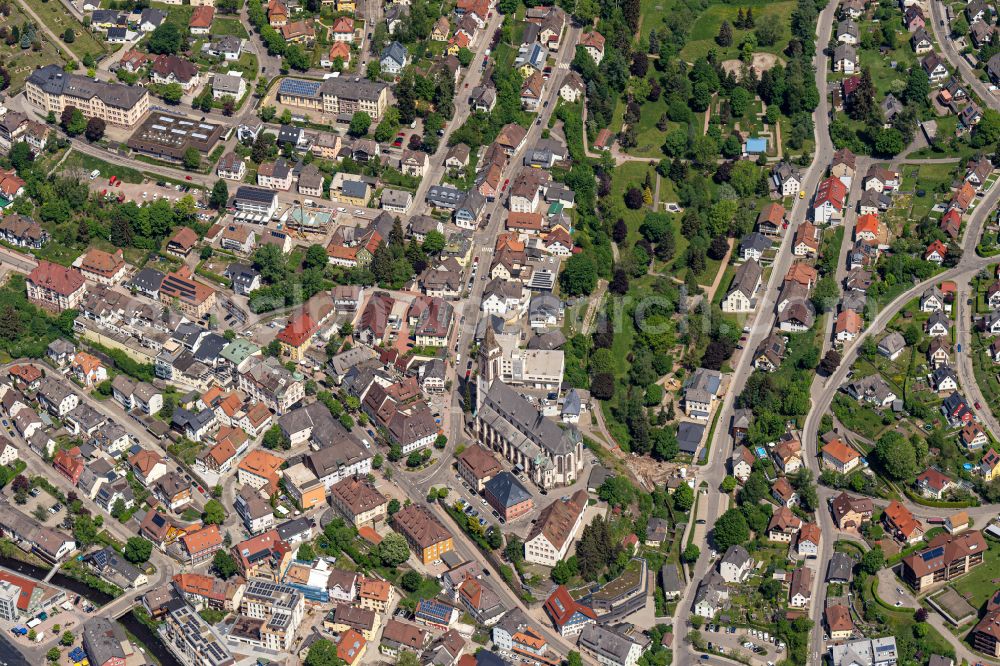 Titisee-Neustadt from above - Church building in the village of in Titisee-Neustadt in the state Baden-Wuerttemberg, Germany