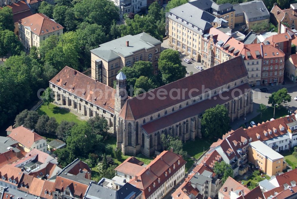 Erfurt from the bird's eye view: Church building of Predigerkirche on Predigerstrasse in Erfurt in the state Thuringia, Germany