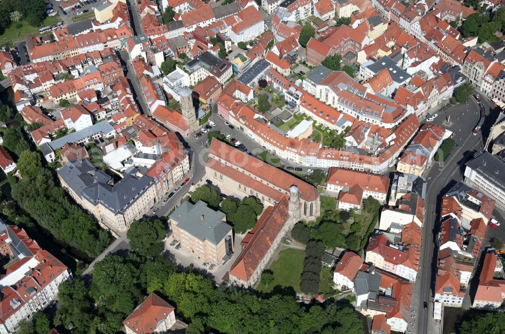 Aerial photograph Erfurt - Church building of Predigerkirche on Predigerstrasse in Erfurt in the state Thuringia, Germany