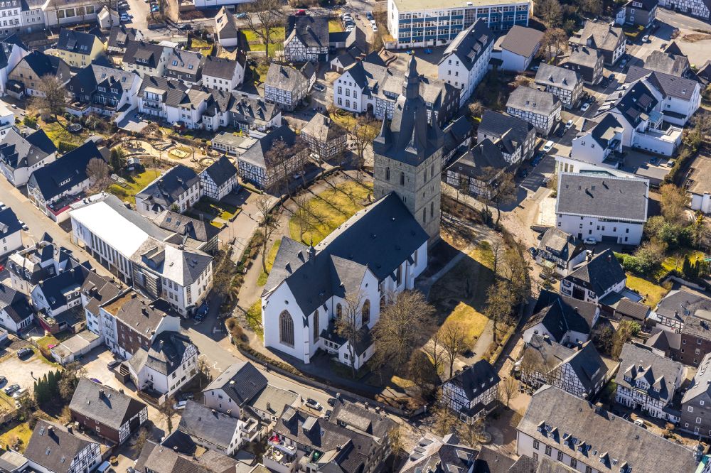 Aerial photograph Brilon - Church buildings of the Propstei church Saint Peter and Andreas in Brilon in the federal state North Rhine-Westphalia