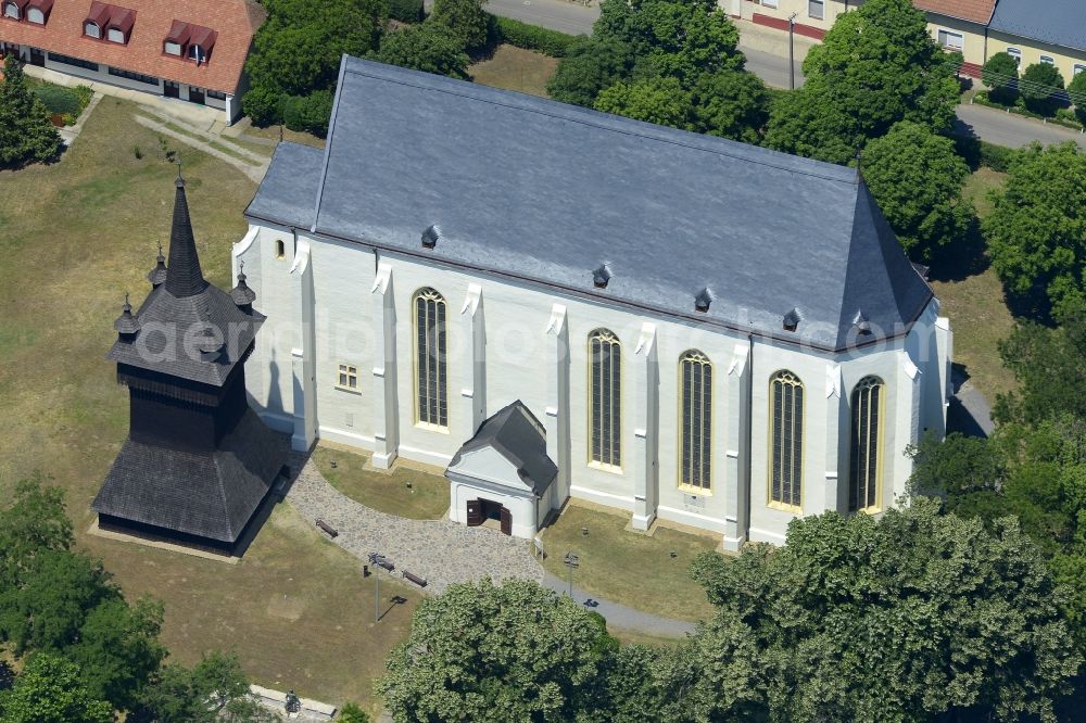 Nyirbator from above - Church building Reformed Church in Nyirbator in Szabolcs-Szatmar-Bereg, Hungary