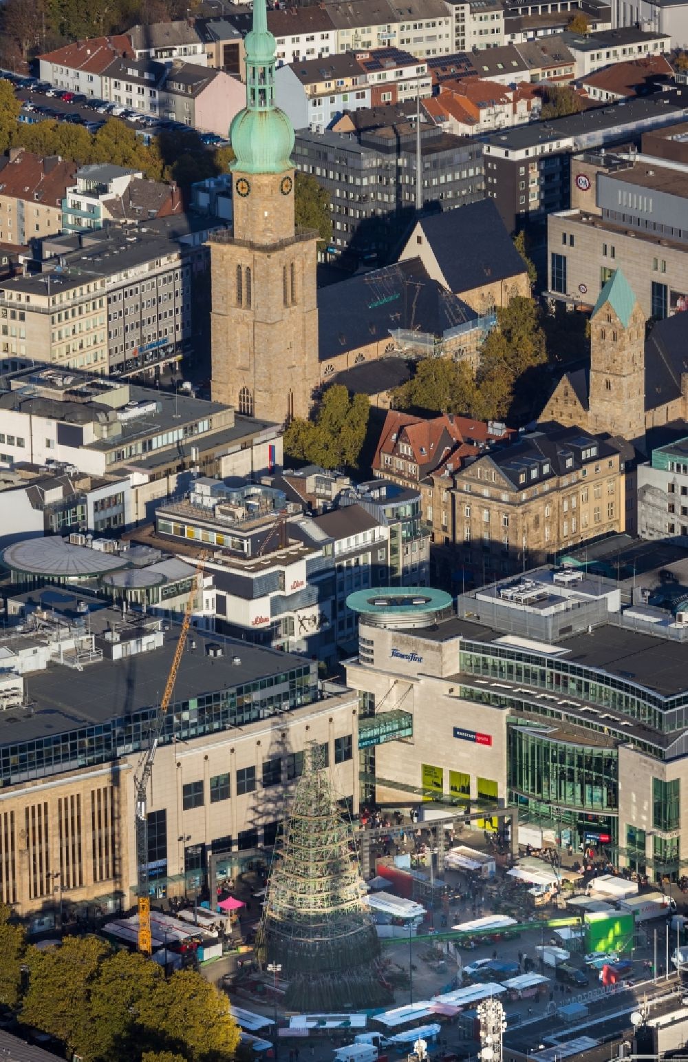 Aerial photograph Dortmund - Church building St. Reinoldi in Dortmund in the state North Rhine-Westphalia, Germany