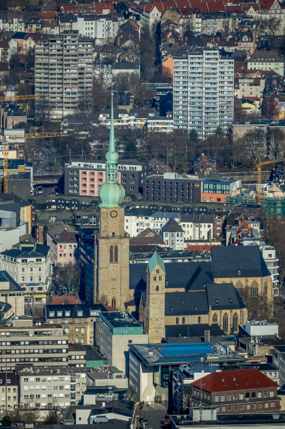 Dortmund from above - Church building St. Reinoldi in Dortmund in the state North Rhine-Westphalia, Germany