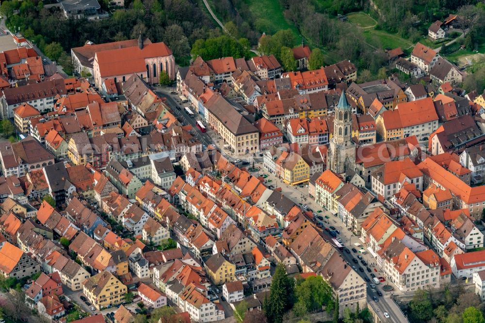 Rottweil from above - Church building in von Rottweil Old Town- center of downtown in Rottweil in the state Baden-Wurttemberg, Germany