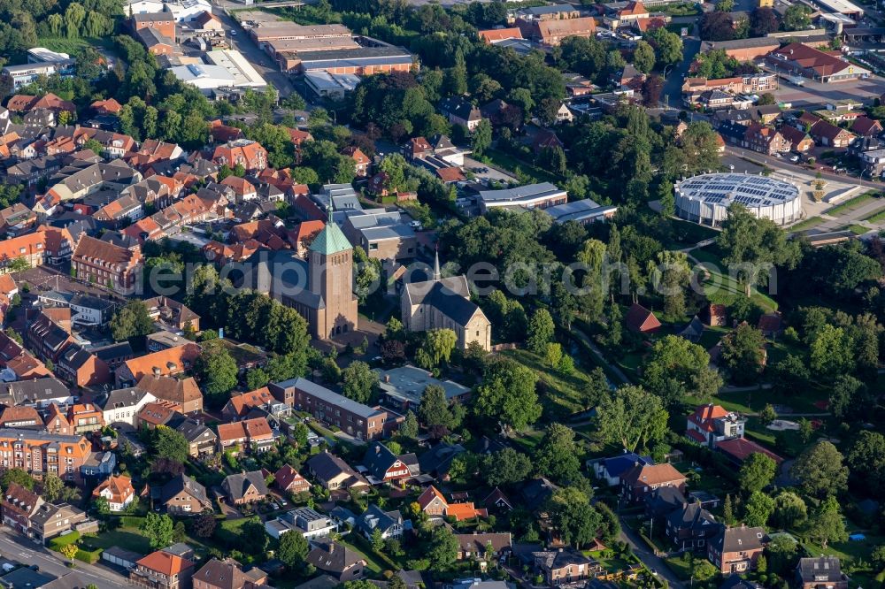 Vreden from above - Church building in the village of in Vreden in the state North Rhine-Westphalia, Germany