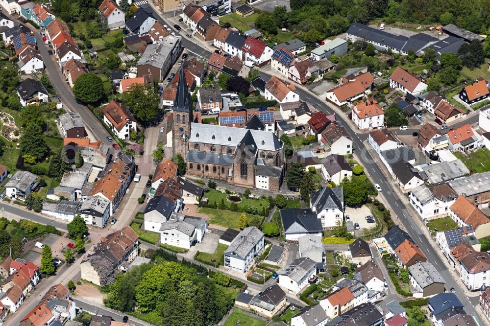 Aerial photograph Schiffweiler - Church building in Schiffweiler in the state Saarland, Germany