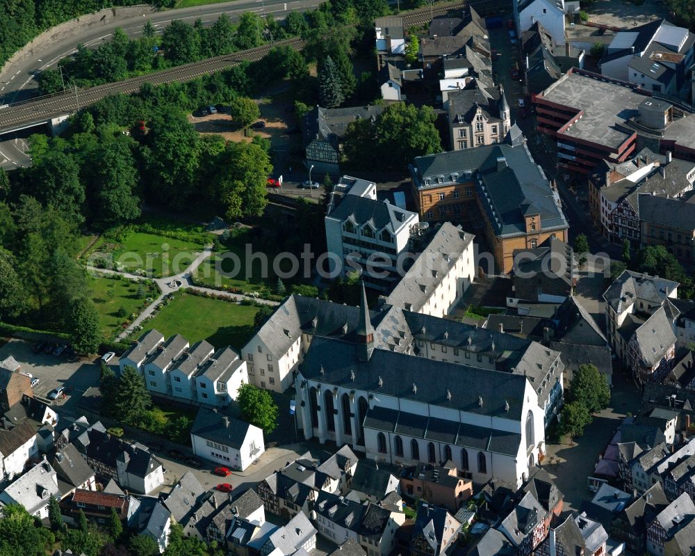 Aerial image Limburg an der Lahn - Church building Stadtkirche Limburg on the Kirchgasse in Limburg an der Lahn in the state Hesse, Germany