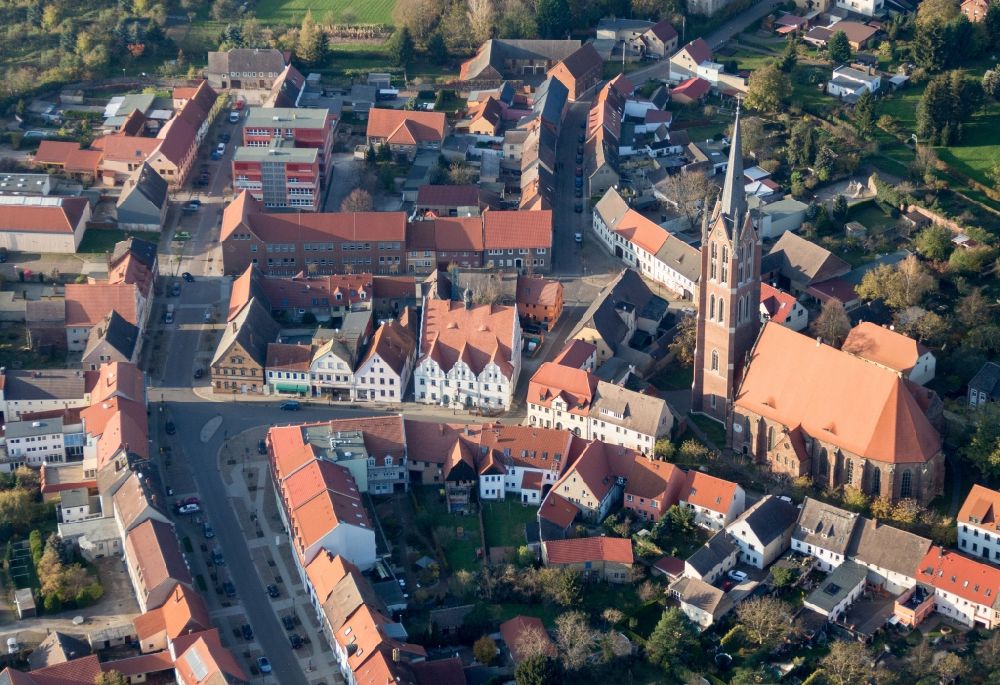 Kemberg from above - Church building in Kemberg in the state Saxony-Anhalt, Germany