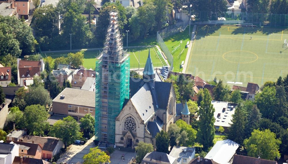 Aerial photograph Bad Homburg vor der Höhe - Church building Stadtpfarrkirche St. Marien in Bad Homburg vor der Hoehe in the state Hesse, Germany