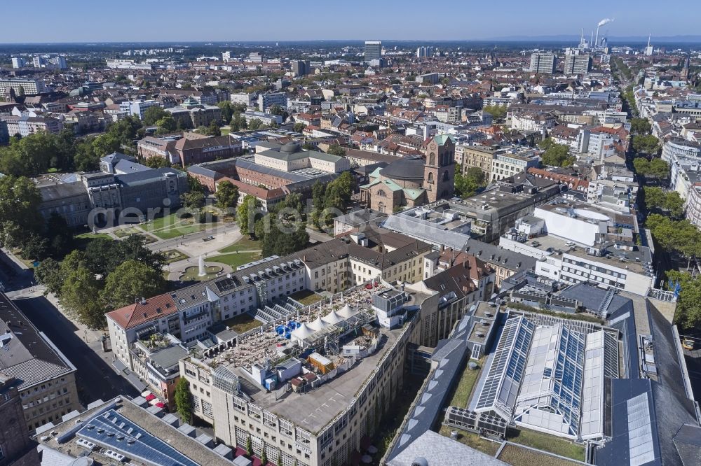 Karlsruhe from the bird's eye view: Church building St. Stephan in Karlsruhe in the state Baden-Wurttemberg, Germany