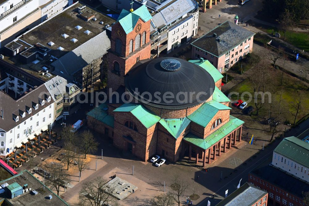 Aerial photograph Karlsruhe - Church building St. Stephan on Erbprinzenstrasse in the district Innenstadt-West in Karlsruhe in the state Baden-Wurttemberg, Germany