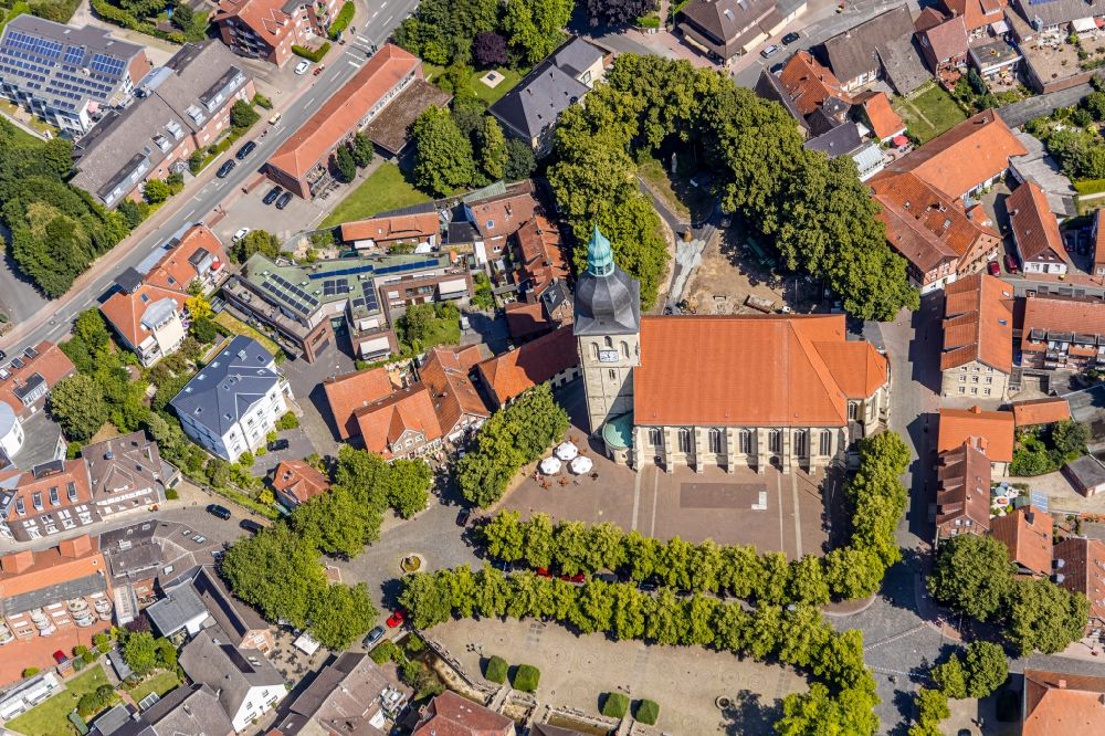 Aerial image Nottuln - Church building in am Stiftplatz Old Town- center of downtown in Nottuln in the state North Rhine-Westphalia