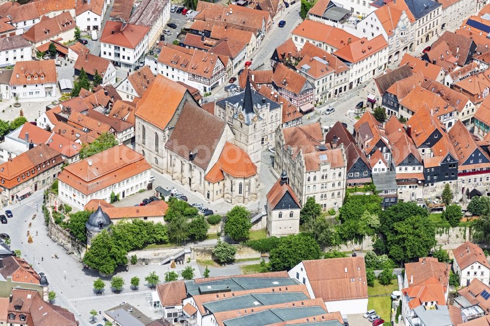 Aerial photograph Kronach - Church building St.Johannes of Taeufer in Kronach in the state Bavaria, Germany