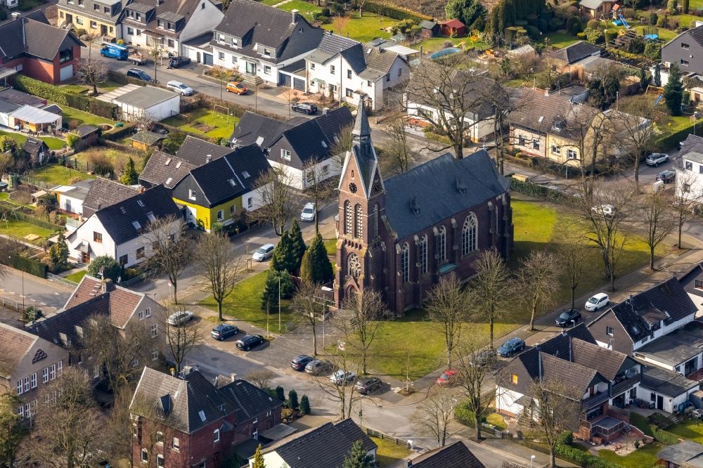 Selbeck from the bird's eye view: Church building St. Theresia von Avila on Karl-Forst-Strasse in Selbeck in the state North Rhine-Westphalia, Germany