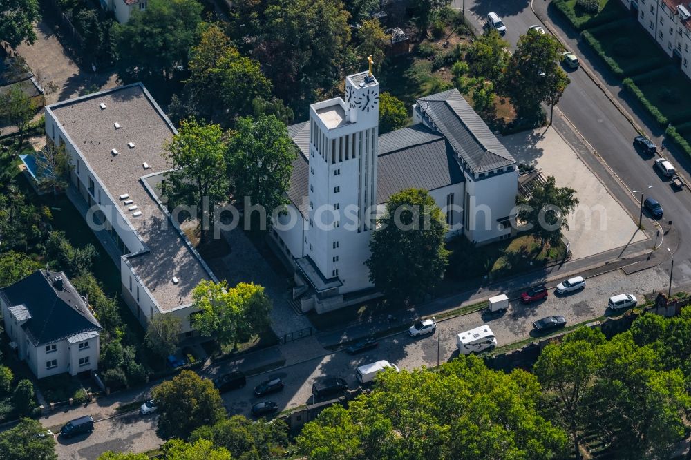 Leipzig from the bird's eye view: Church building Versoehnungskirche Leipzig- Gohlis in the district Gohlis- Nord in Leipzig in the state Saxony, Germany