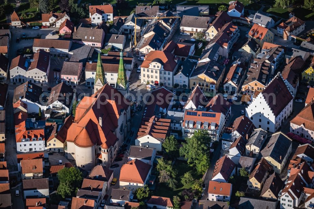 Beilngries from the bird's eye view: Church building in St. Walburga Old Town- center of downtown in Beilngries in the state Bavaria, Germany