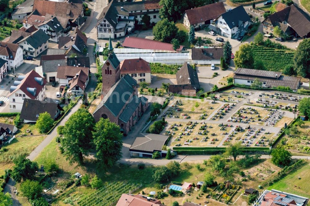 Aerial image Waldulm - Church building in Waldulm in the state Baden-Wurttemberg, Germany