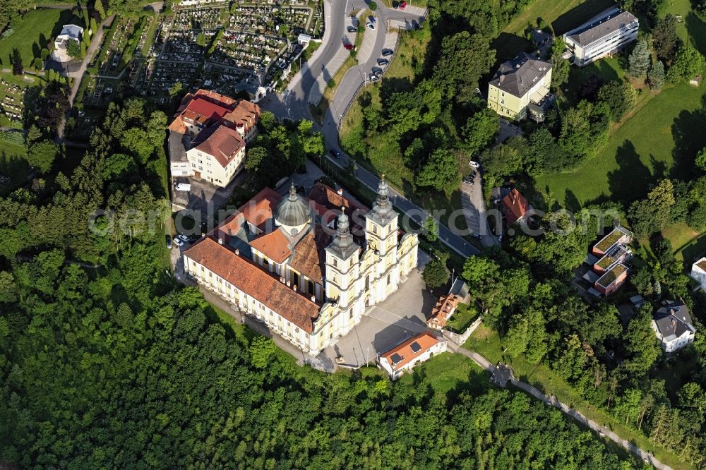 Graz from the bird's eye view: Church building of Wallfahrtskirche Basilika Mariatrost in Graz in Steiermark, Austria