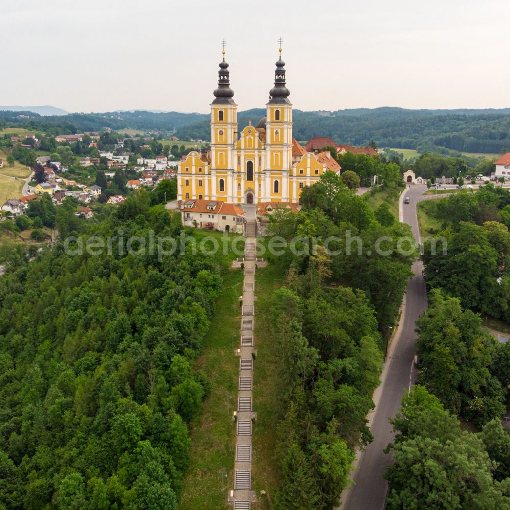 Aerial photograph Graz - Church building of Wallfahrtskirche Basilika Mariatrost in Graz in Steiermark, Austria
