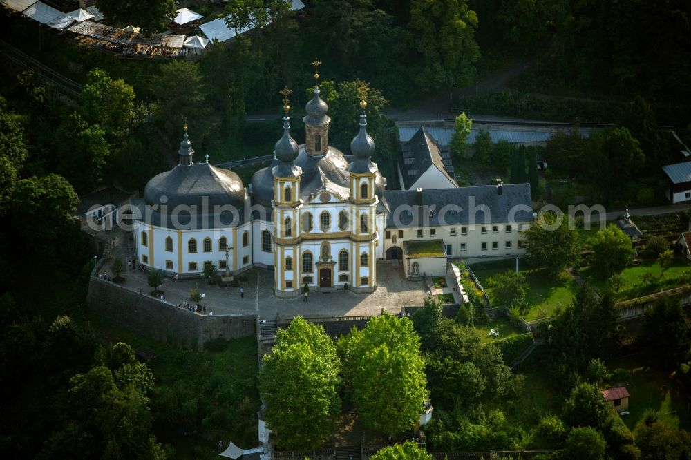Würzburg from above - Church building Wallfahrtskirche Kaeppele on Nikolaushof in the district Steinbachtal in Wuerzburg in the state Bavaria, Germany