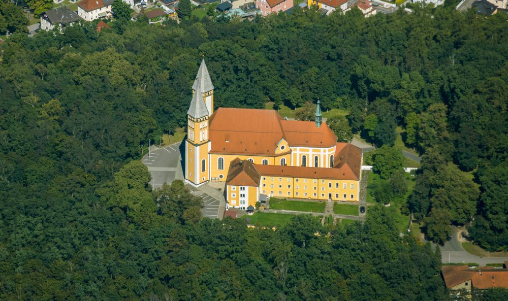 Aerial image Schwandorf - Church building of Wallfahrtskirche Zu Unserer Lieben Frau vom Kreuzberg in Schwandorf in the state Bavaria, Germany