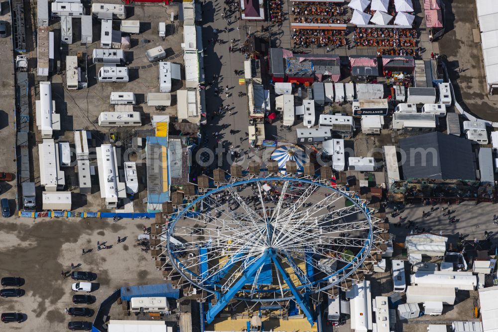 Aerial photograph München - Fair - event location at festival Fruehlingsfest in Munich in the state Bavaria, Germany